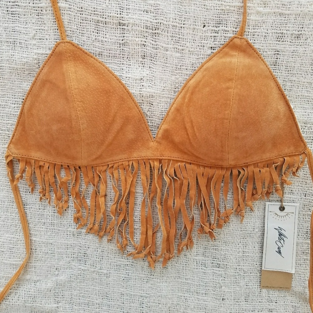 Brand new suede bra with fringe